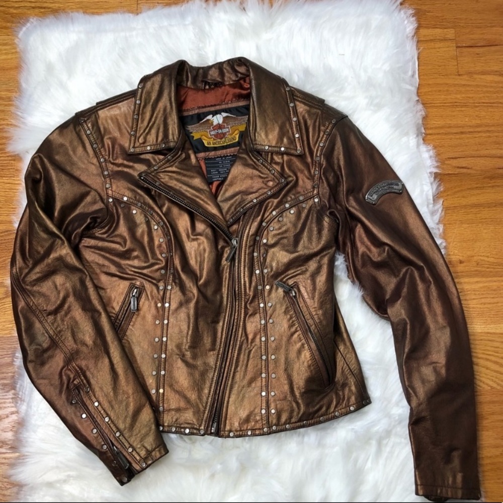 Harley Davidson Sexy Vixen Copper Leather Jacket - Picture 2 of 8